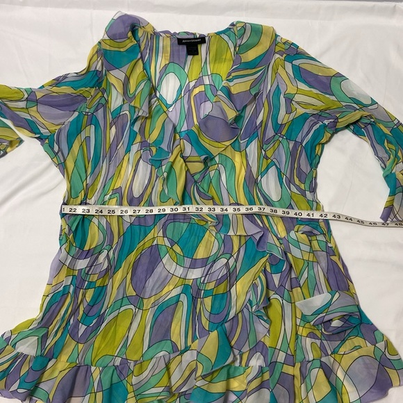 ASHLEY STEWART WOMEN’S SWIRL,PRINTED,PLEATED,WRAPPED,CHIFFON TOP. SIZE-16 - Picture 5 of 12